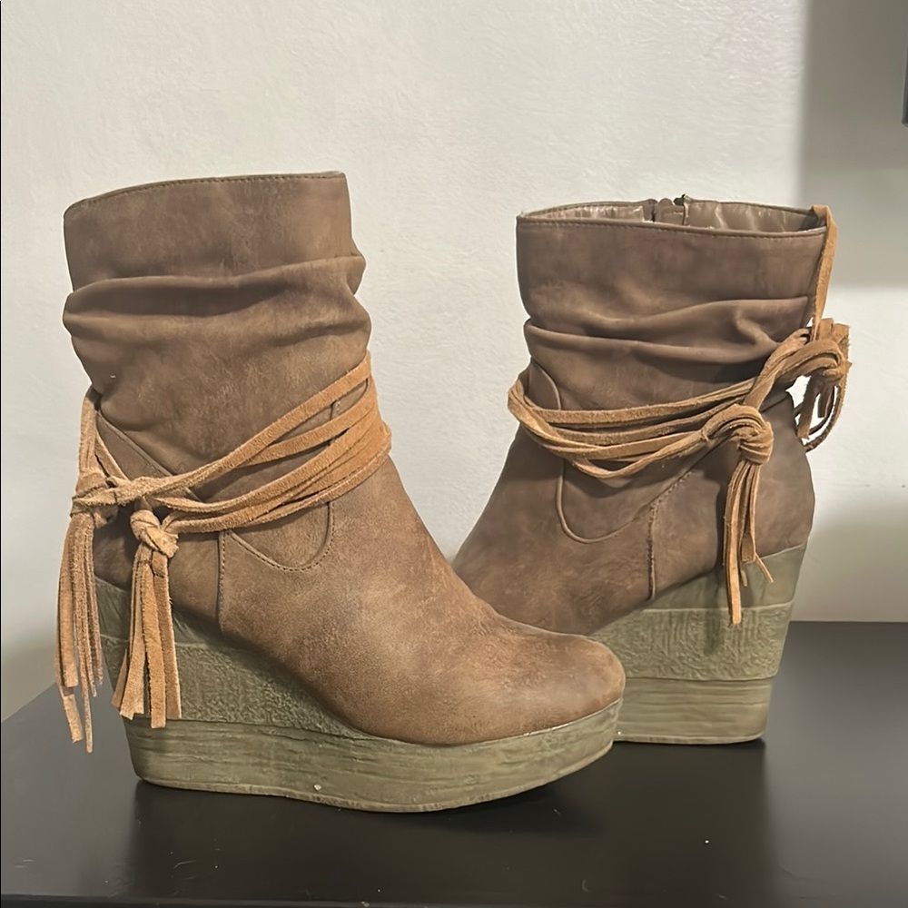 Brown Wedge Ankle Boots